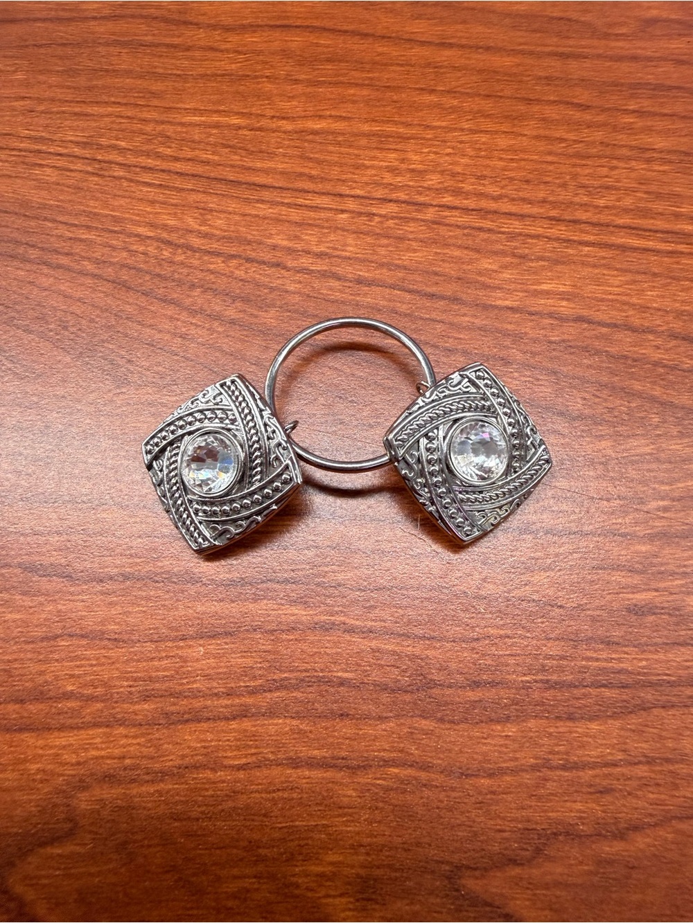 Silver-Tone Crystal Square Sweater Clip